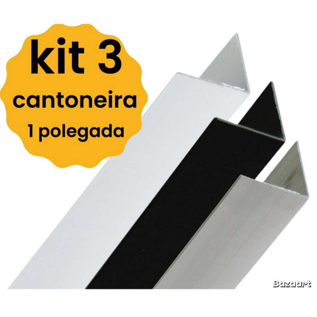 Kit 3 Cantoneira Alumínio Perfil Parede em L De 1 Polegada 25x25mm X 1 Metro Alumínio