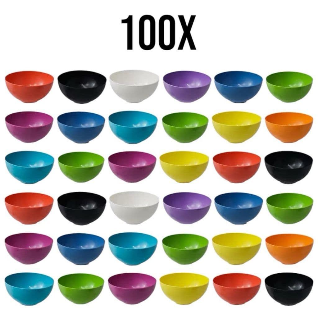 Kit 100 Potes Bowl Plastico 380ml Potes Cumbuca Açaí Sorvete Doces Sobremesas Sopas Caldos Cores Vivas
