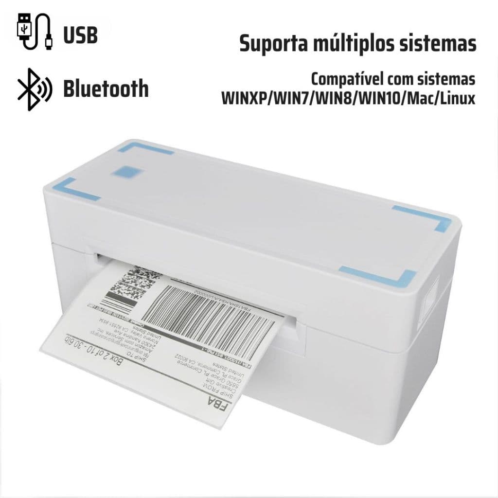 Impressora Térmica 203DPI Bluetooth + USB Impressora Adequado para vários rótulos Impressão rápida