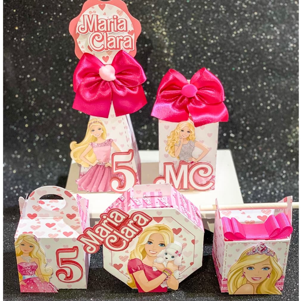 Kit Festa Rosa Pegue e Monte - FAZEMOS TODOS OS TEMAS - Caixinhas Personalizadas -Papelaria personalizada -