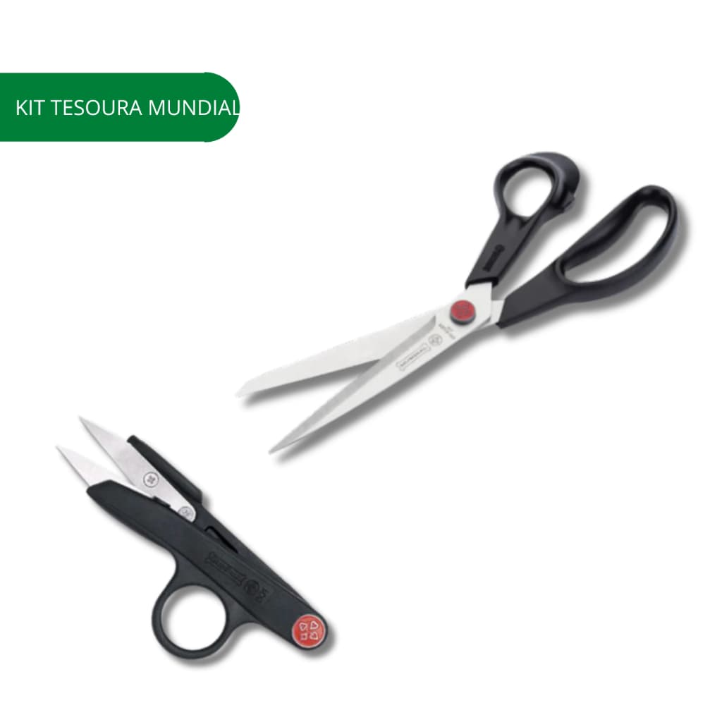 KIT TESOURAS MUNDIAL, TESOURA 9 1/2 POLEGADAS MUNDIAL PRETA, E TESOURA ARREMATE PRETA