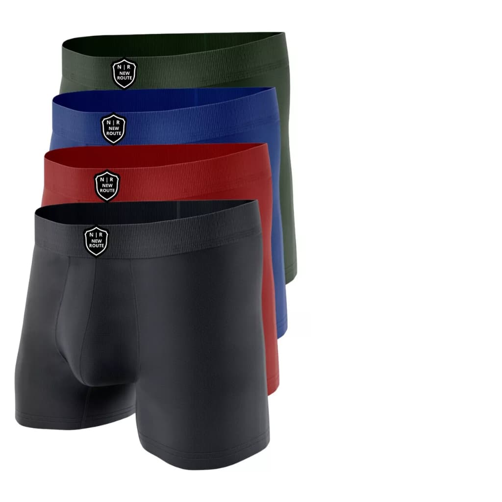 Kit 4 Cuecas Boxer Algodao Premium Cueca Box Lisa  Revenda Cotton New Route