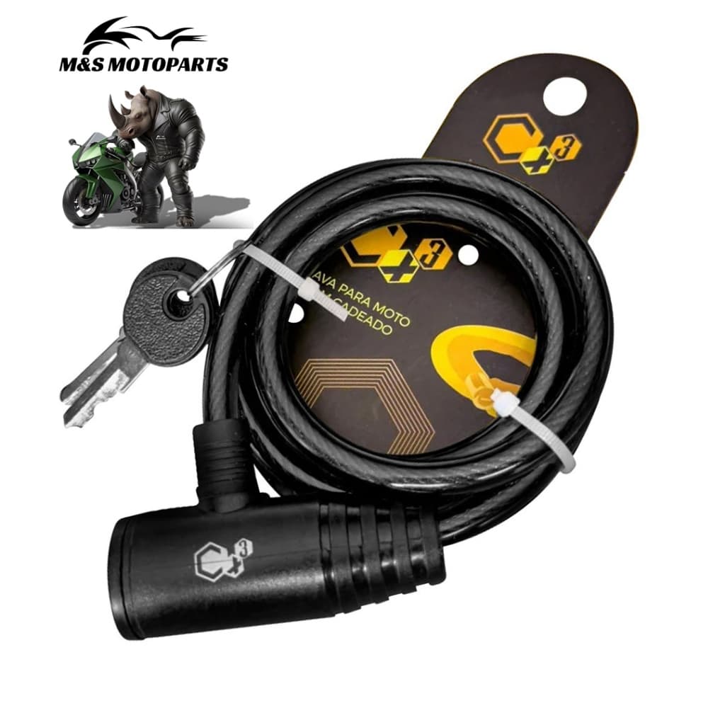 Trava Articulada Aço Cadeado Capacete Moto 8MM X1.000MM