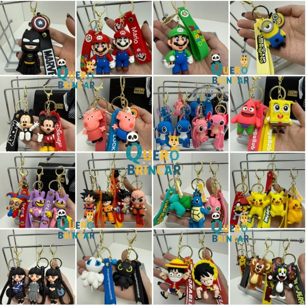 3D Chaveiro Fofo Emborrachado - Colecionável para Mochilas, Bolsas e Chaves | Presente Criativo