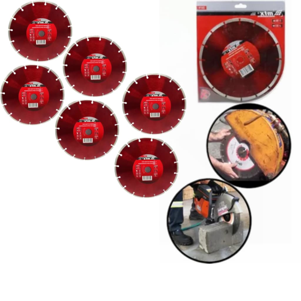 kit 6 Disco De Corte Diamantado Profissional 9 polegadas 230mm 22,2mm Mtx Para Corte em Marmore