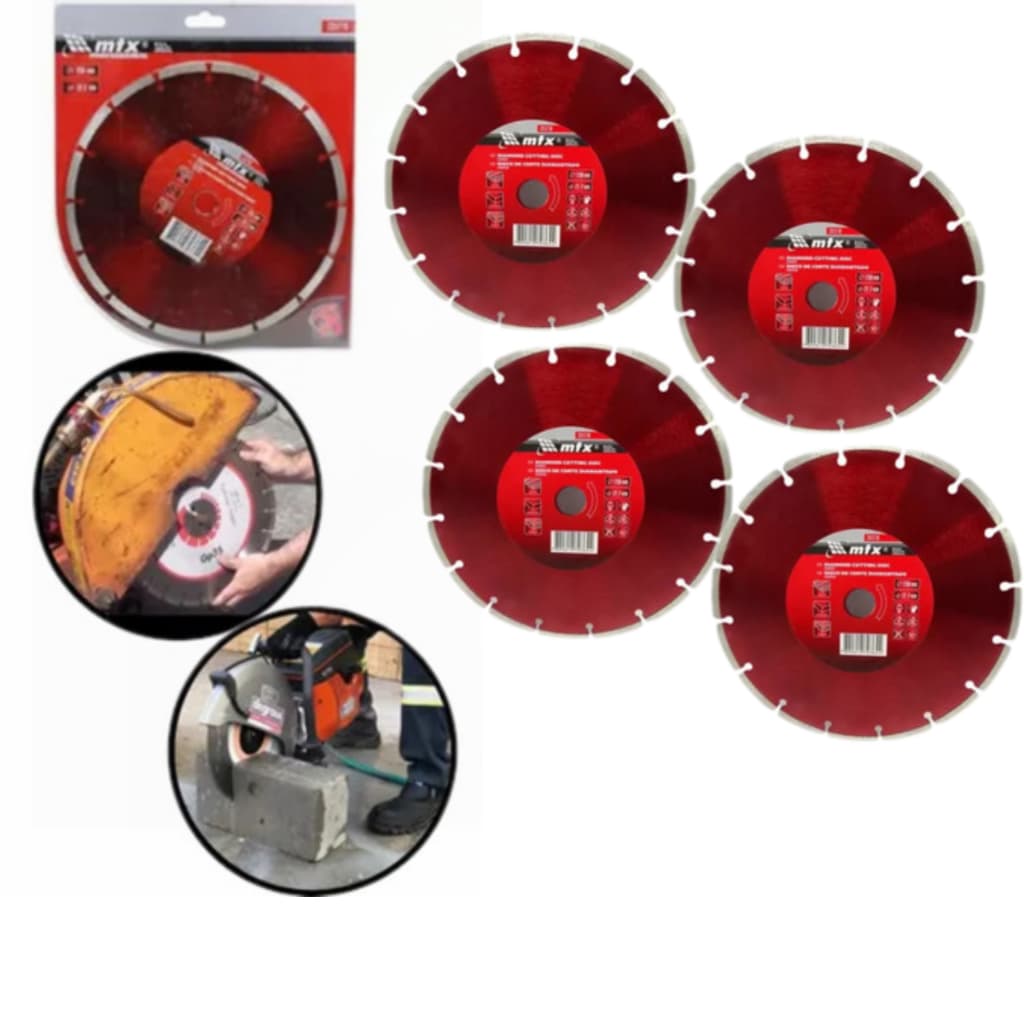 Kit 4 Disco De Corte Diamantado Profissional 9 polegadas 230mm 22,2mm Mtx Para Corte em Marmore