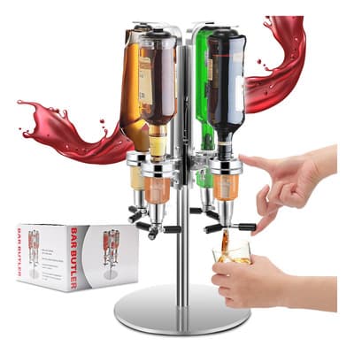 Porta Bebidas Dispenser Dosador Giratório 4 Garrafas Inox