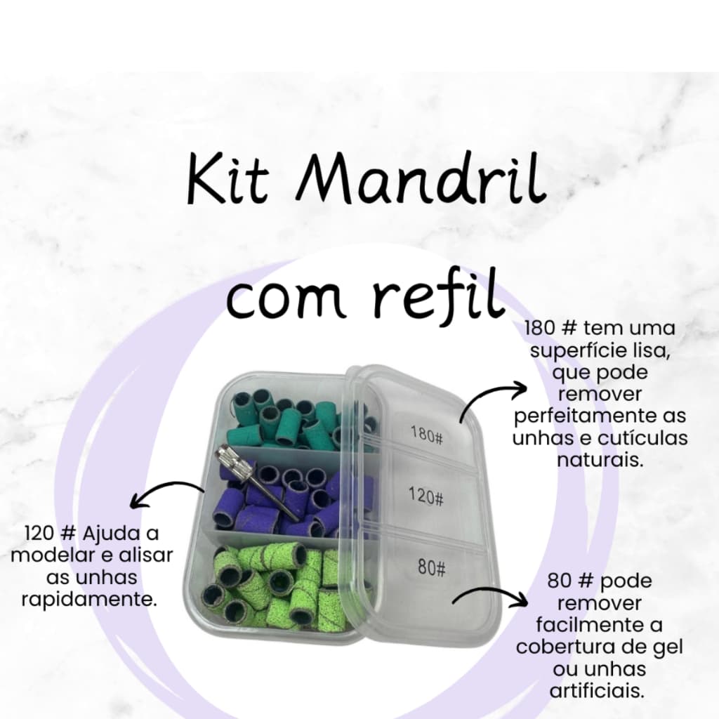 Kit Broca Mandril+Lixa Refil p/Mandril 80#/120#/180#