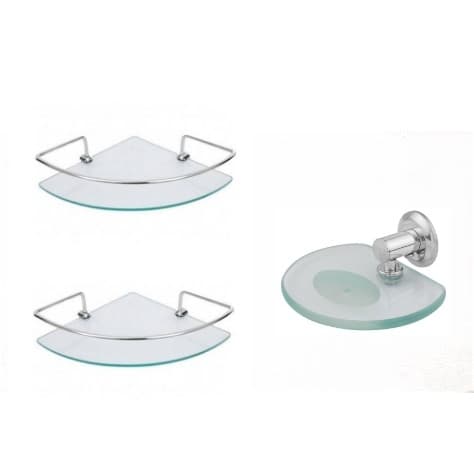 Kit para Banheiro 3 peças Saboneteira de Vidro e Porta Shampoo de Vidro