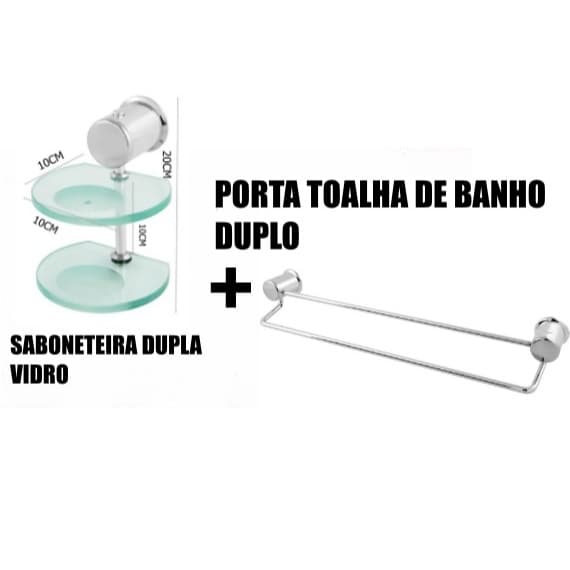 Acessorios para Banheiro 2 peças de Luxo Saboneteira Dupla Porta Toalha de Banho Duplo Luxo