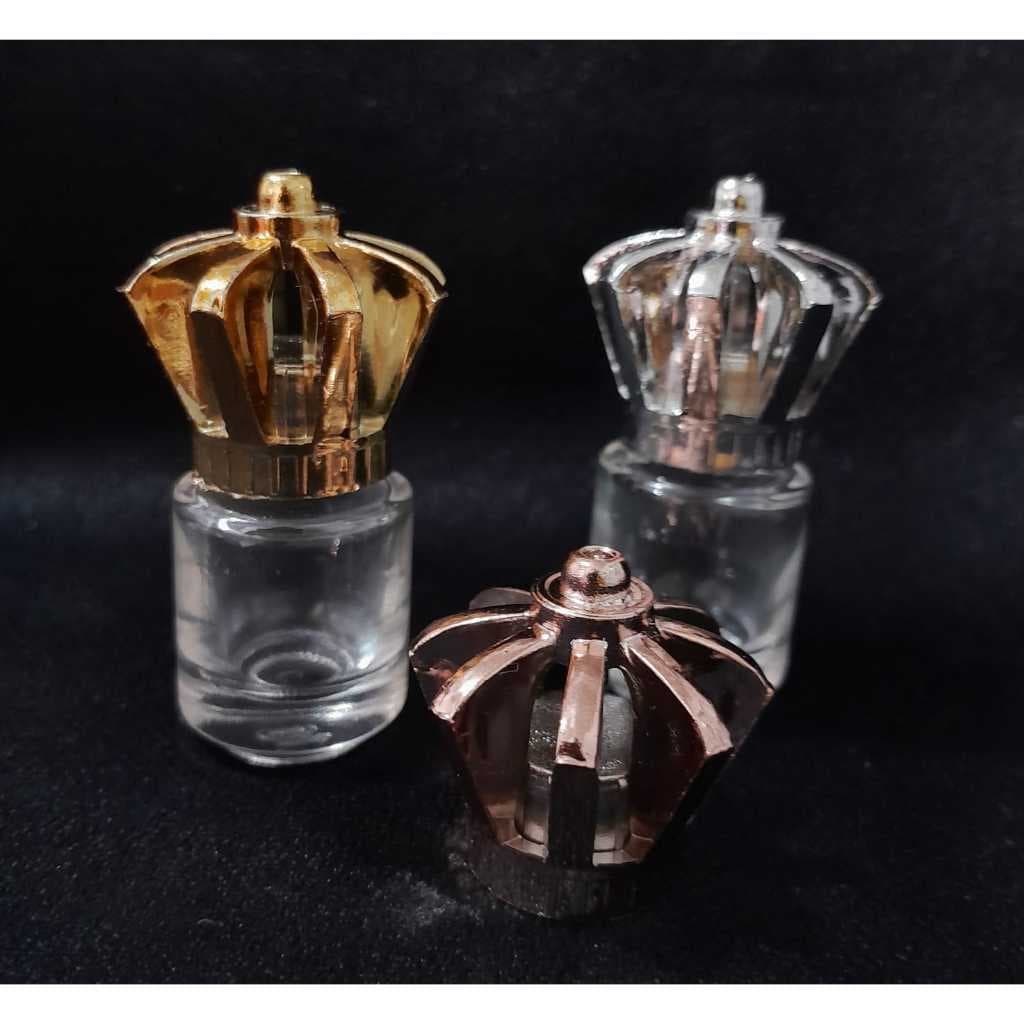 Kit 10/30 Mini Frasco Vidro 5ml Com Tampa Coroa R13/410 Metalizada, Porta Óleo, Perfume, Essência
