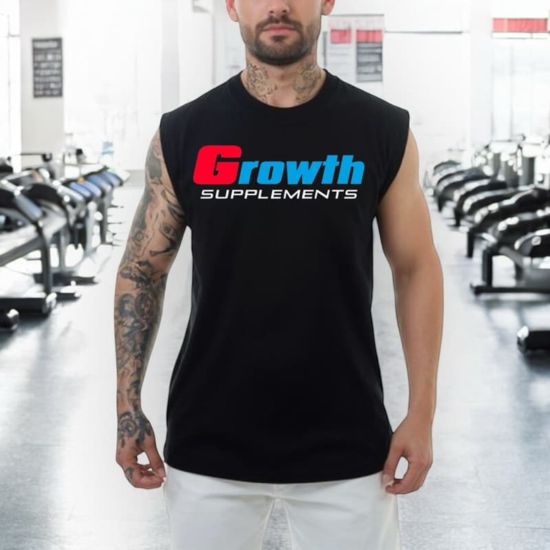 Regata Growth Esporte Treino Algodão Fresca Blusa Academia Masculina Blogueiro Youtuber