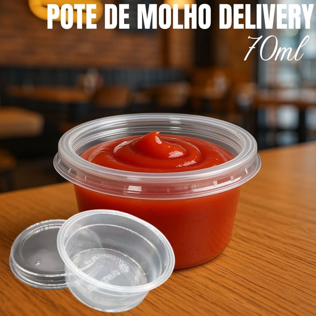 50 UNID POTE MOLHO DELIVERY CRISTAL COM TAMPA STAPARCK 70ML