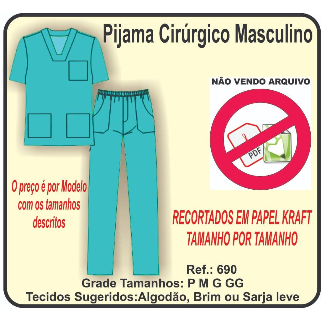 Ref. 690 Molde de Pijama Cirurgico Masc.