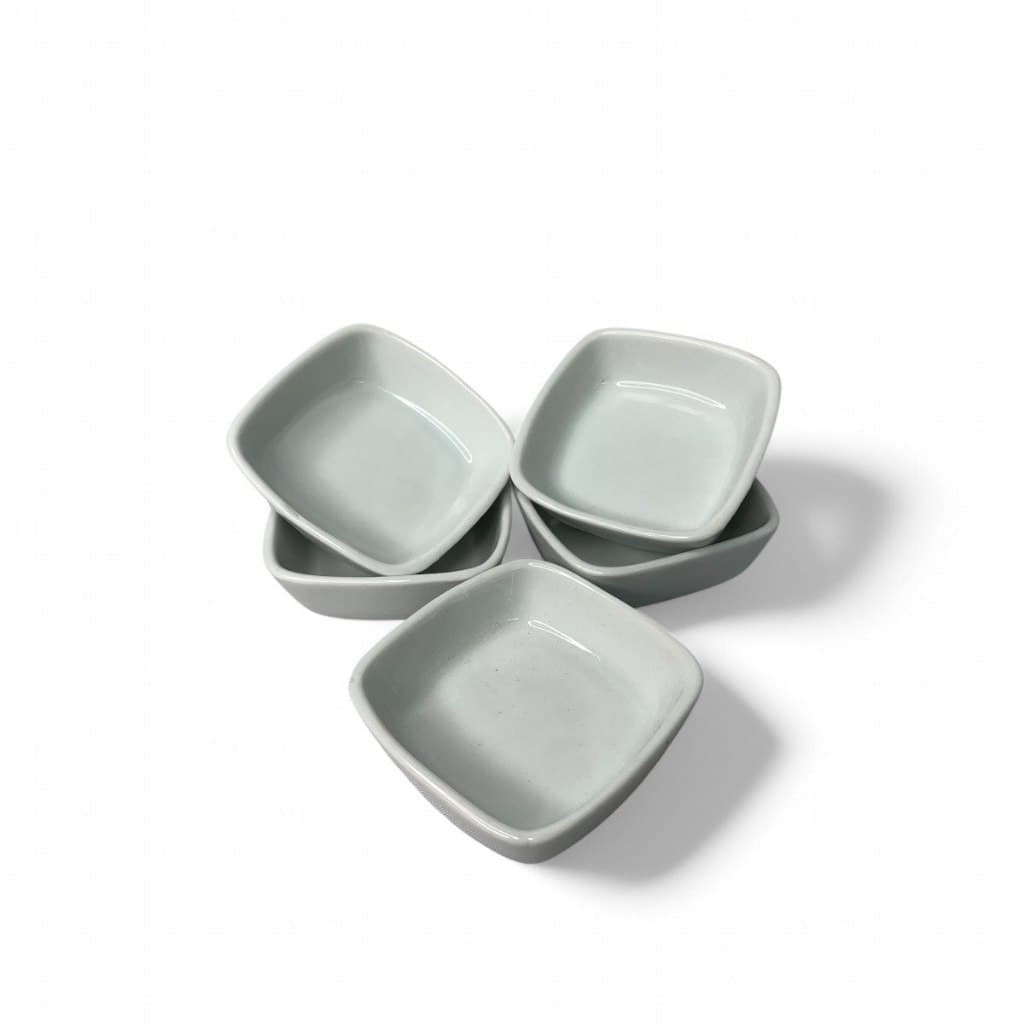 Kit 5 Peças Mini Travessa Quadrada Porcelana Branca 55 ML