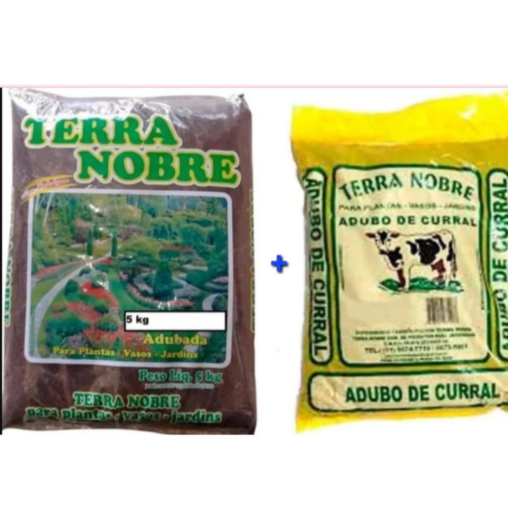 Kit Terra Adubada 5Kg + Adubo Orgânico de Curral 1Kg Terra Nobre