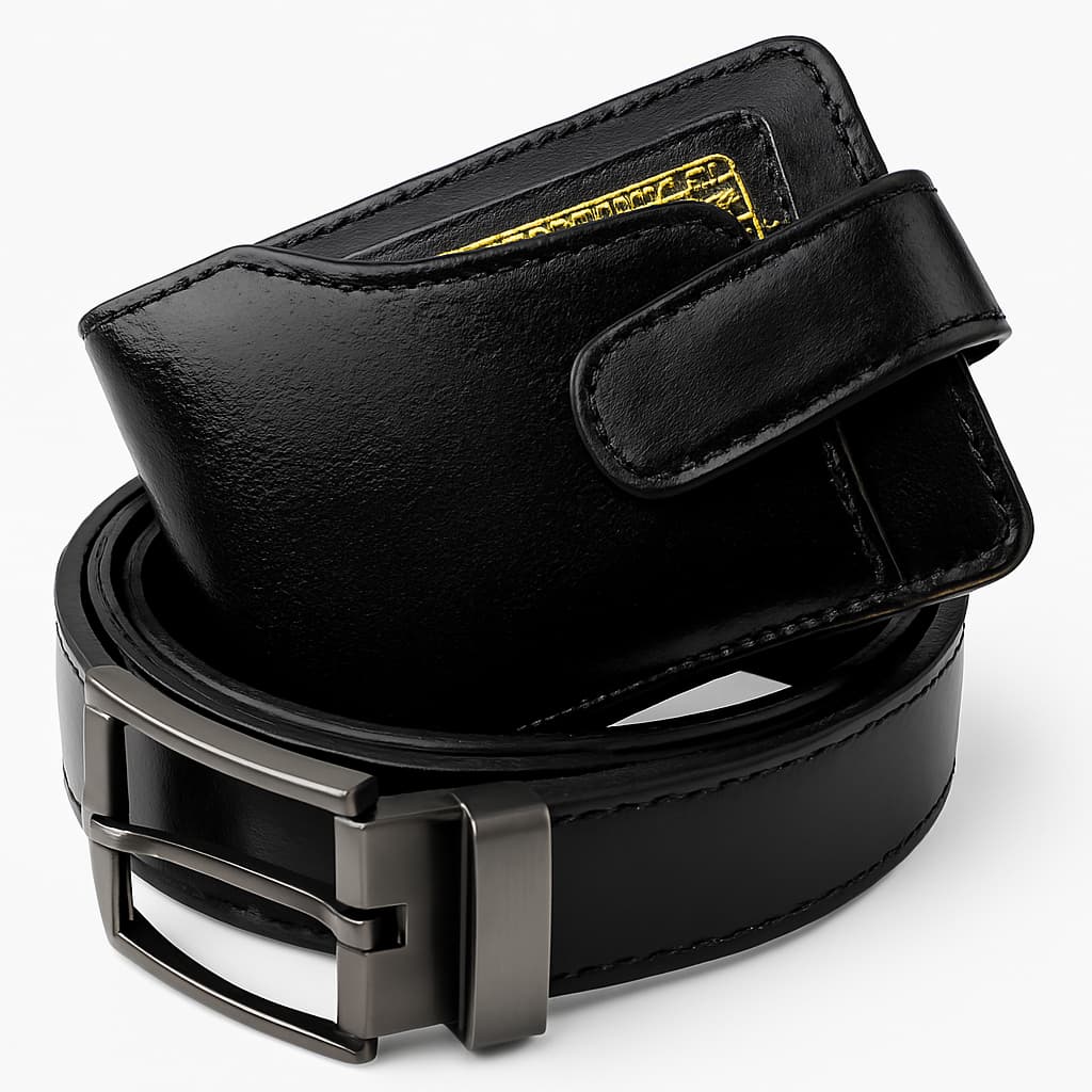kit Carteira Masculina Couro + Cinto Masculino Dupla Face fivela Giratória Presente Para Homem