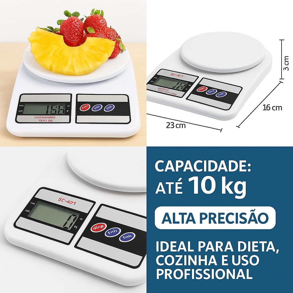 Balança Digital De Precisão Cozinha 10kg Nutrição E Dieta