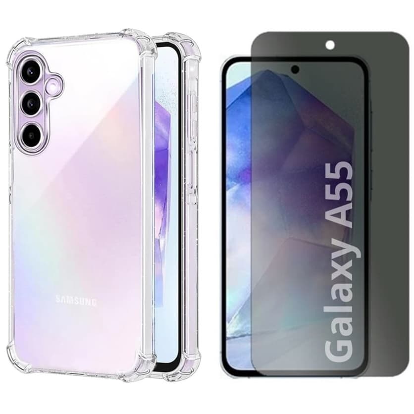 Capa Capinha e Película Privacidade de Vidro 3D / Película de Vidro 3D Para Samsung Galaxy A55
