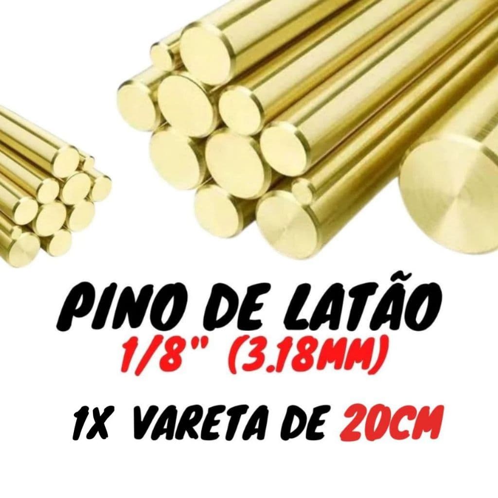 Pino de Latão 1/8 (3.18mm) para Cabos de Facas Cutelaria - Soldaforte