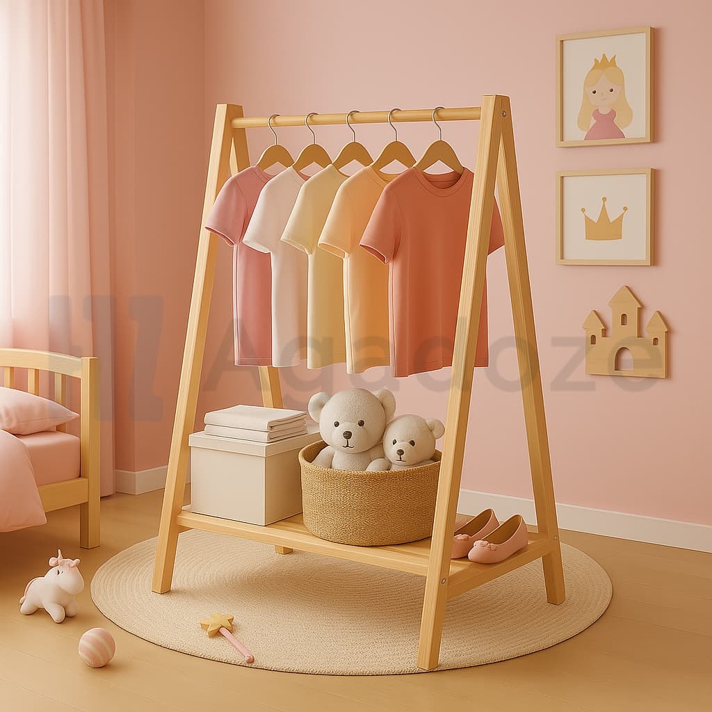 Cabideiro Arara De Madeira Infantil Para Quarto Organizadora
