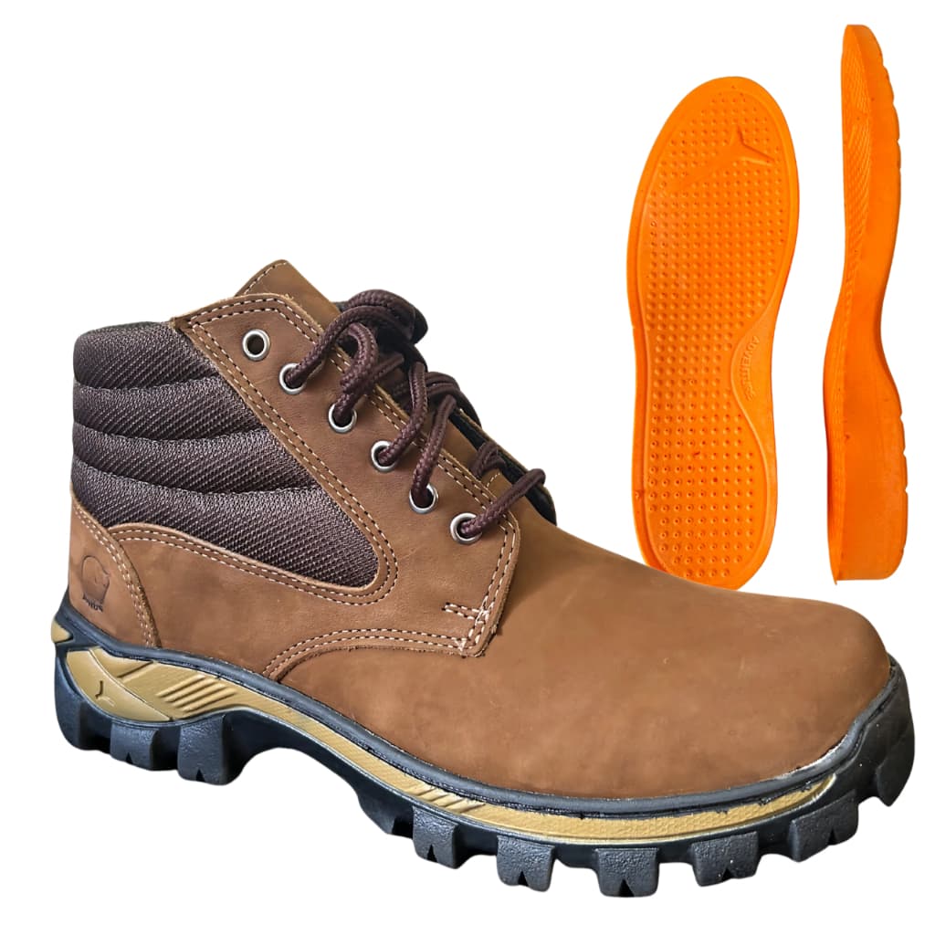 Botina Bota Masculina Couro Trabalho Com Palmilha Coturno