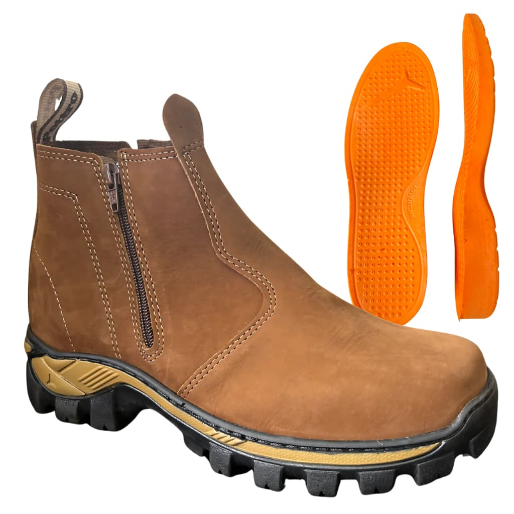 Botina Bota Masculina Couro Legitimo Trabalho Ziper Pottro