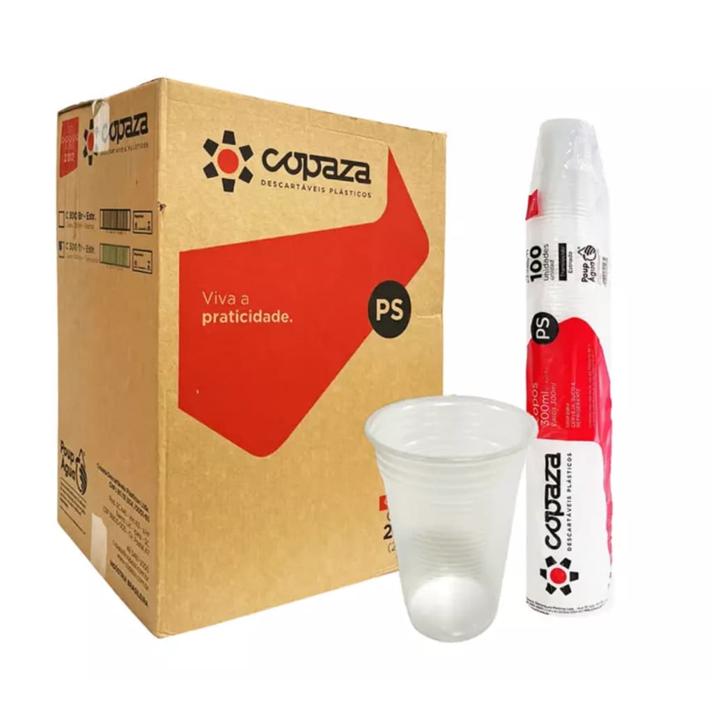 Caixa de Copo Descartável 300ml Copaza Transparente Com 2.000 Unidades