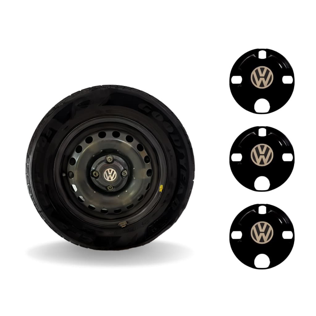 Jogo 4 Calotinhas Rodas VW Gol Saveiro Voyage Parati G1 G2 G3 G4 G5 G6 G7 Aro13 14 15 Calota Central