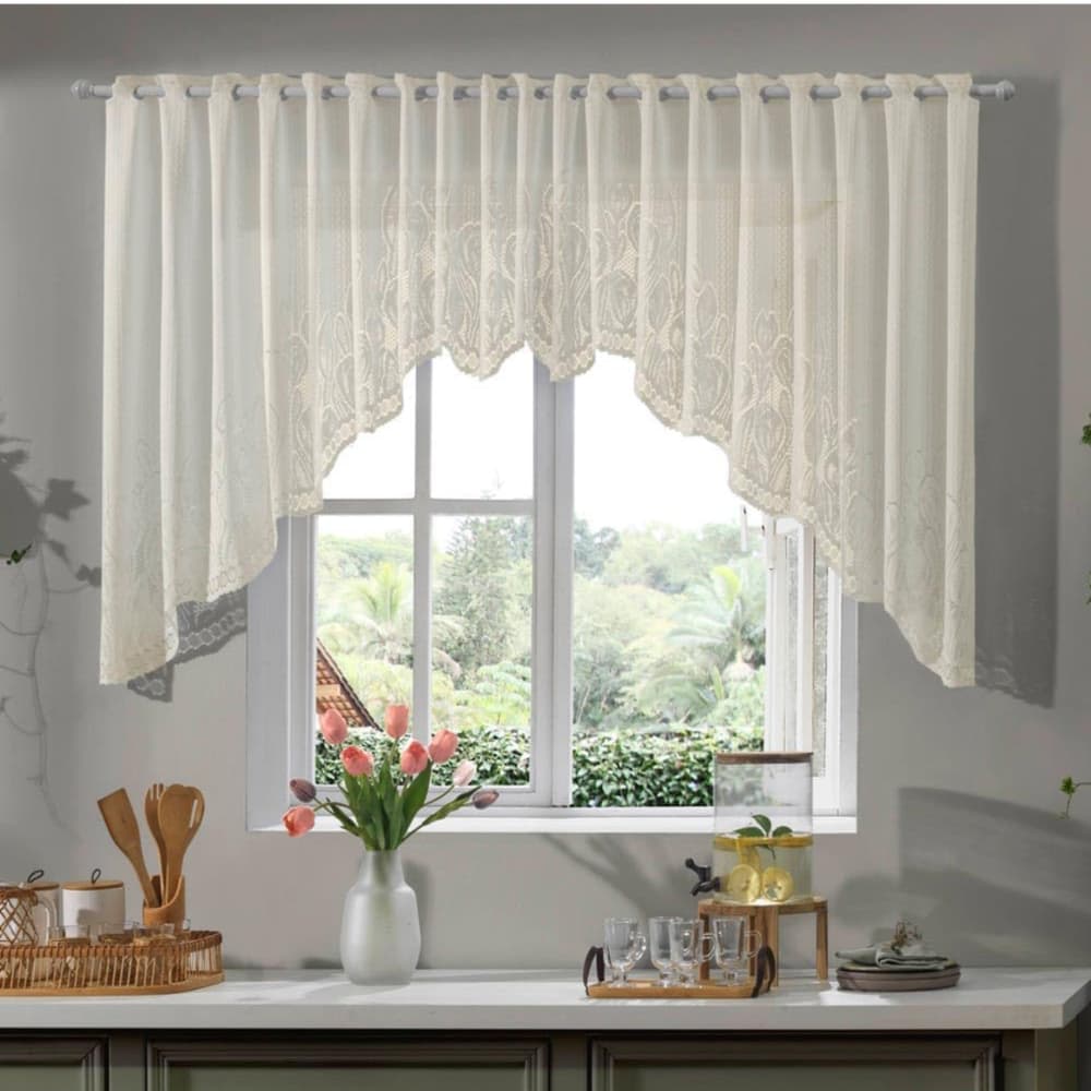 Cortina De Renda Cascata Cozinha 3.00 X1.00 Tulipinhas Interlar