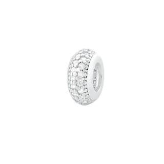Berloque Prata Separador Cravejado Zircônias Branca  Prata 925 Compatível  todas Pulseiras Berloque