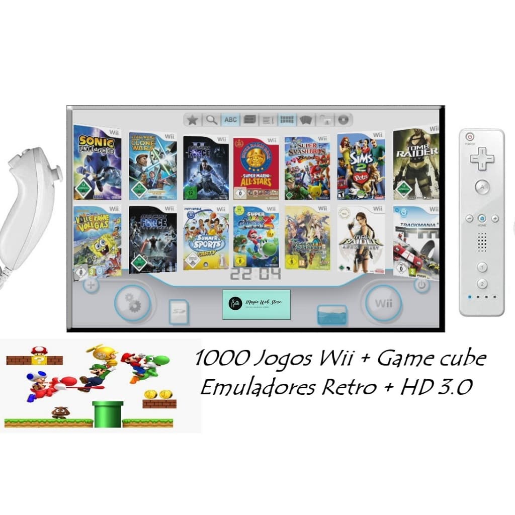 1200 Jogos Para Nintendo Wii + Game Cube + HD 3.0 Personalizado