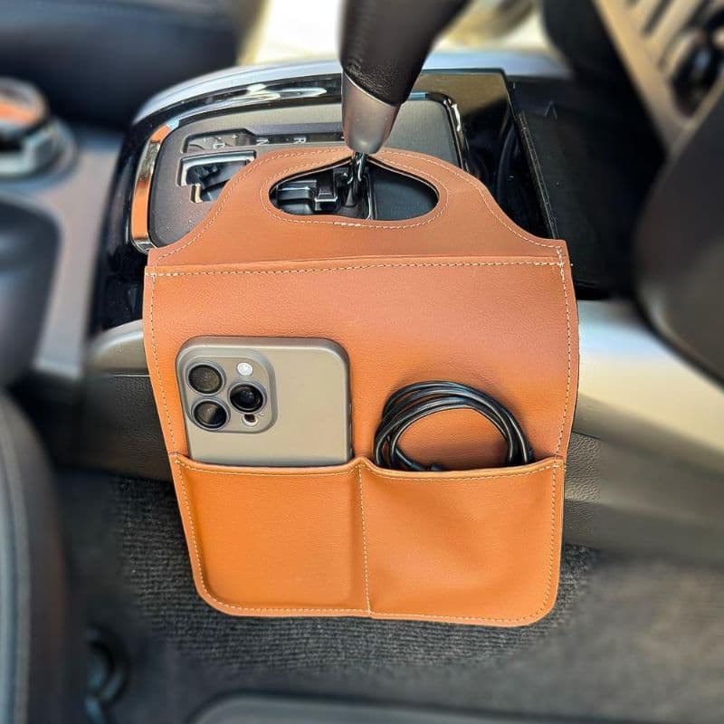 Porta Lixo e celular para carro cambio sintético Caramelo Envio Rápido