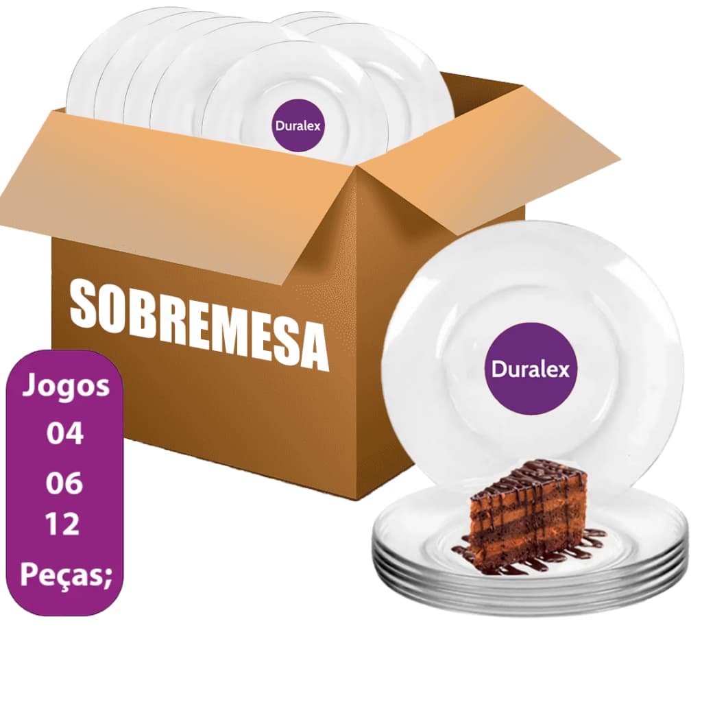 Jogo 06/04/12 Prato Sobremesa Astral Duralex Conjunto Vidro Transparente Redondo Hotel Lanchonete