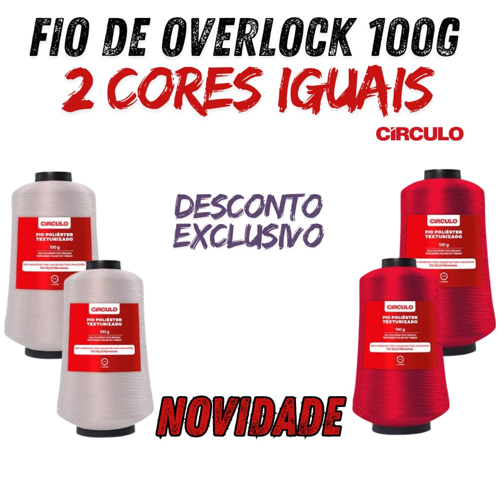 Linha Overlock Círculo 100G (5.538m), Ideais p/ Costura Profissional e Acabamentos De Roupas.(2 uni)
