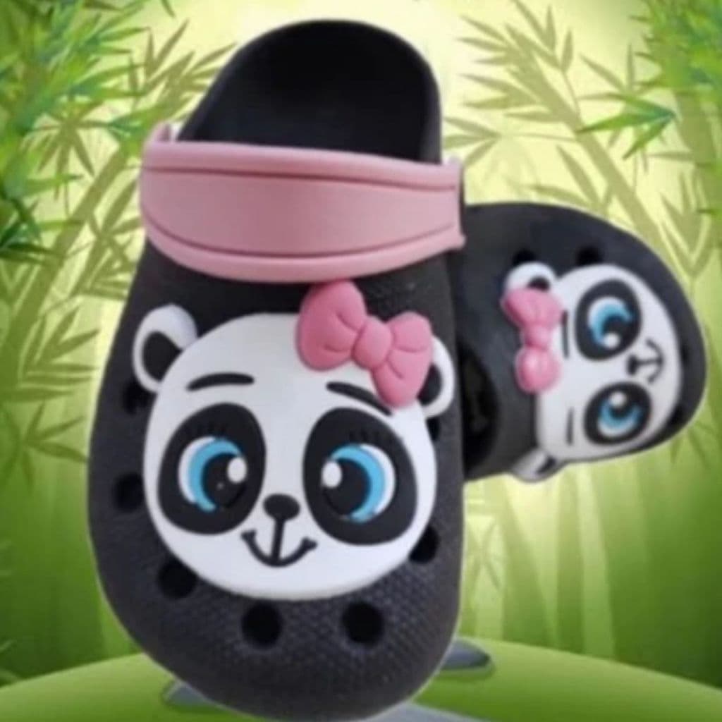 Babuche Infantil Leve e Macio Panda Menina Escolar Piscina Sandalia Chinelo Papete