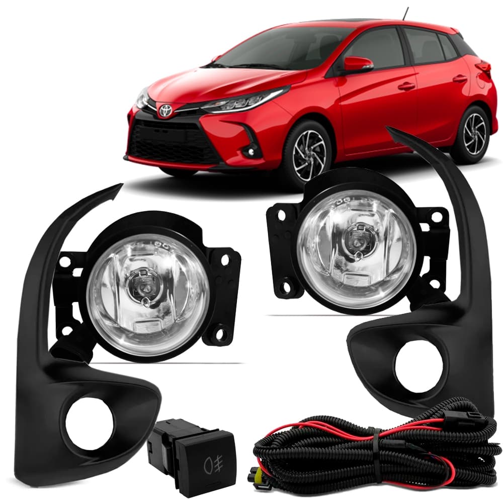 Kit Farol Milha Yaris 2022 2023 2024 2025 Com Halógena Botão Modelo Original