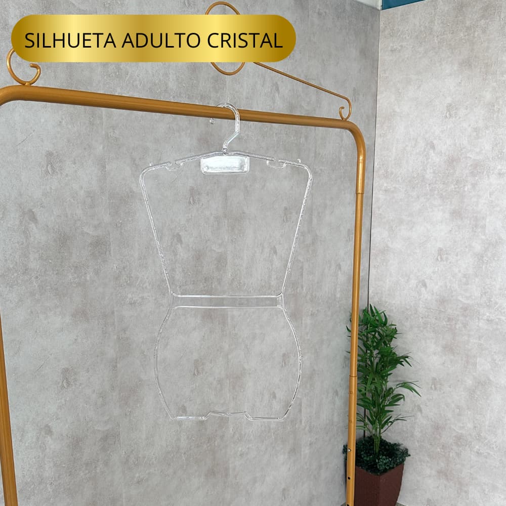 Cabide Silhueta Collant Acrílico Cristal Adulto Kit 10 Pçs