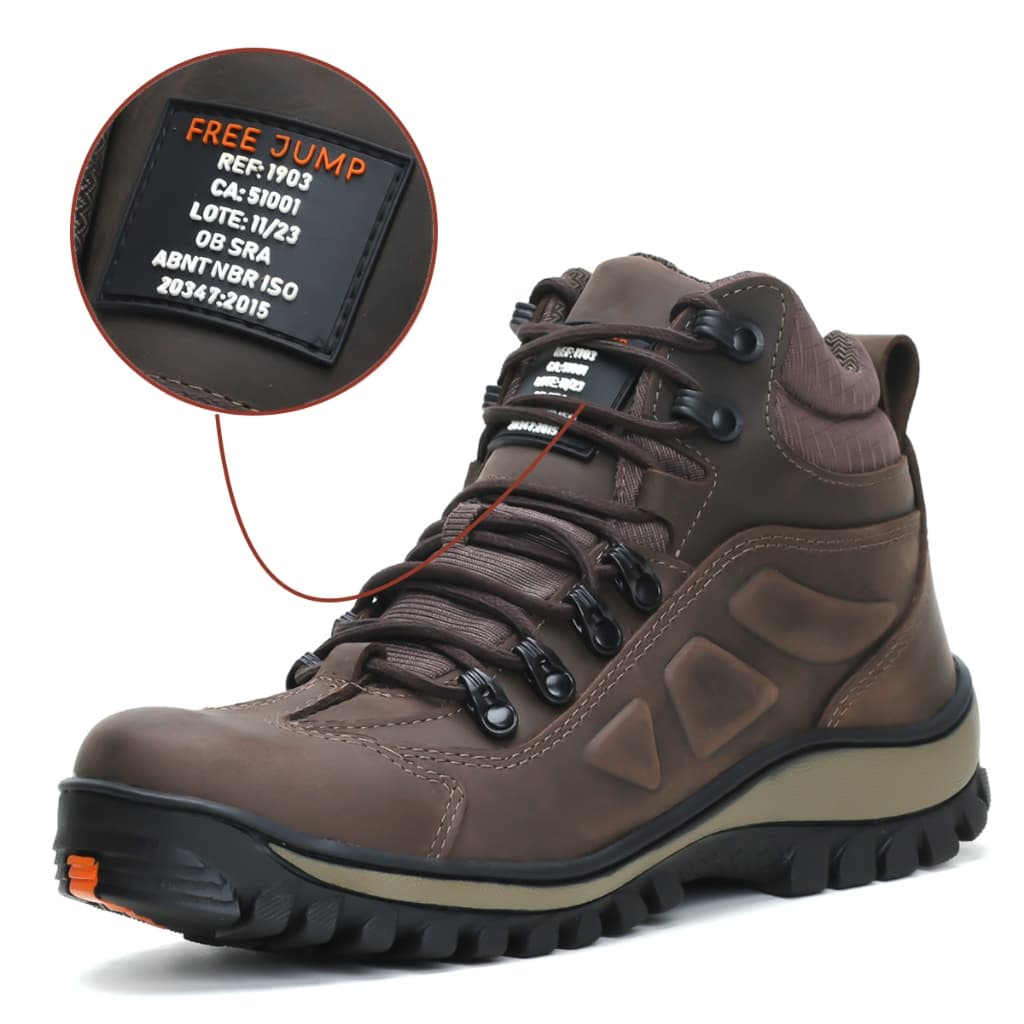 Coturno Masculino Bota Com C.A Segurança Trabalho Couro Legitimo Com Bico PVC Solado Costurado