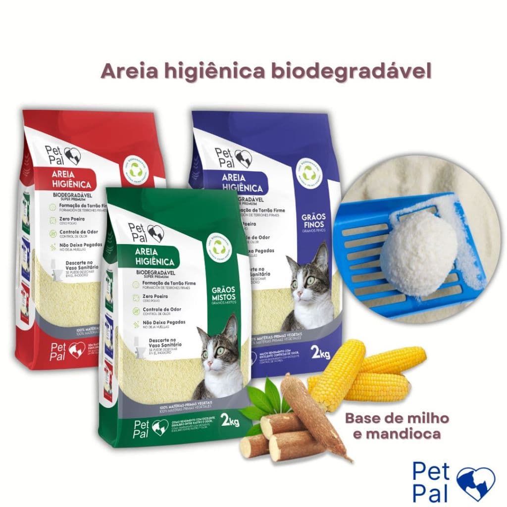Areia Higiênica Biodegradável Para Gatos PetPal 2kg