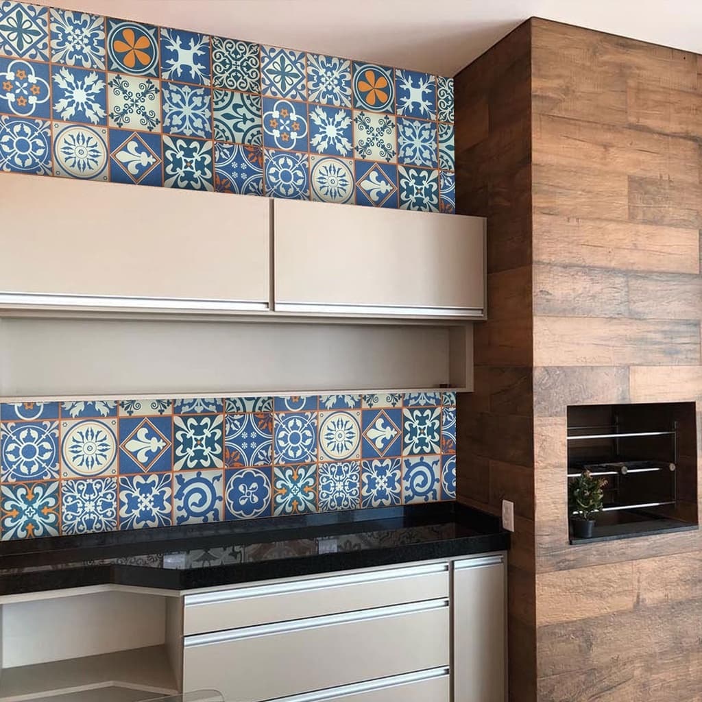 Papel de Parede 5 METROS x 45CM Adesivo Autocolante Azulejo Ladrilho Cozinha, Churrasqueira