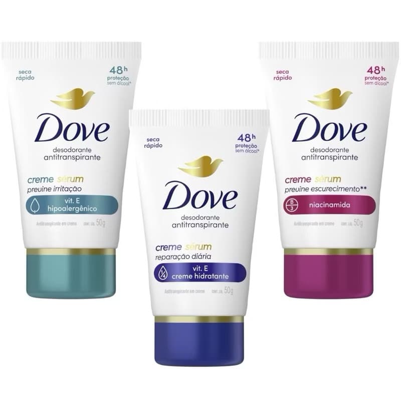 Desodorante Dove Creme Sérum 50g - Niacinamida Hidratação Hipoalergênico (escolha a sua fragrância)