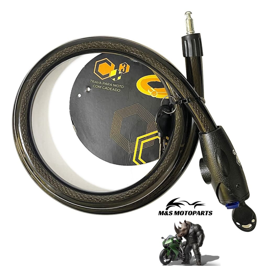 Trava Cabo De Aço Cadeado Segurança Bike Moto Com Chave Espiral Anti-Roubo 22MM X 1500 MM