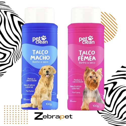 Pet Clean Talco p/ Banho a Seco 100g - Macho/Fêmea