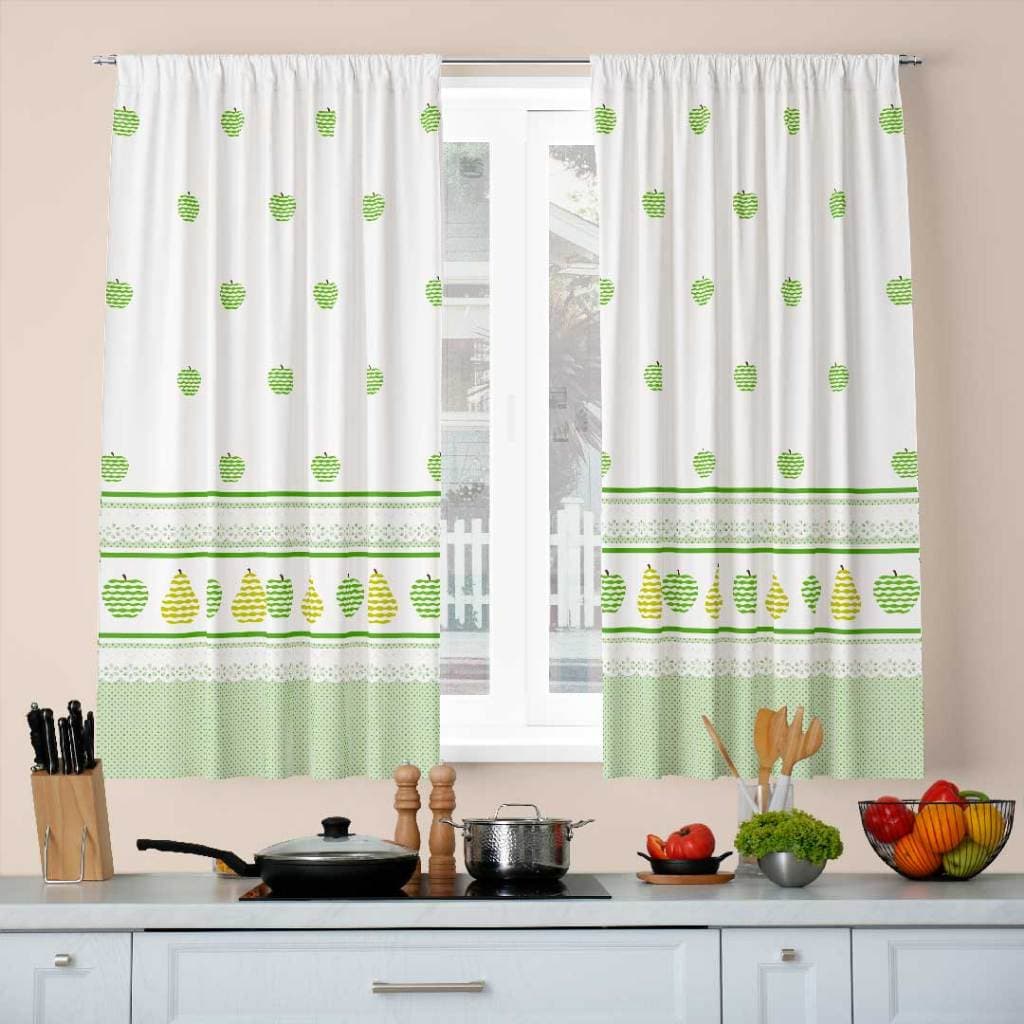 Cortinas para Cozinha Decorativas passa varão 2.00m x 1.36m Fabricação Própria Pera Verde