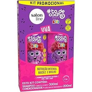 Kit Shampoo e Condicionador, #todecacho Kids, Maracujá, Vegano - Para Cabelos Ondulados, Cacheados e Crespos