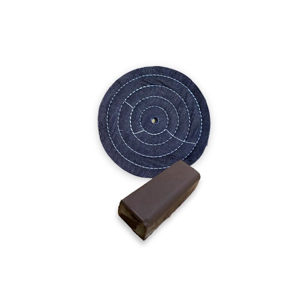 Kit 345 - Roda Jeans Marrom Pequena Polimento De Metais 15CM