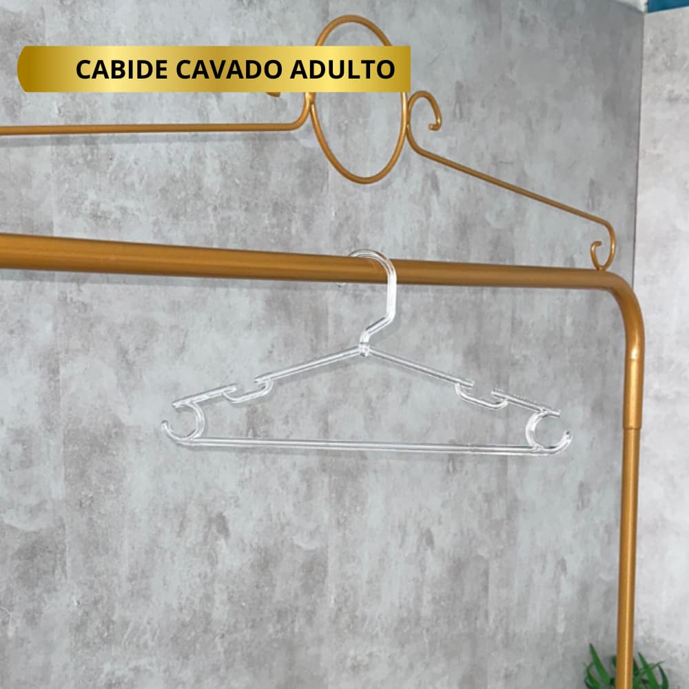 Kit 100 Cabides Acrílico Cavado Adulto
