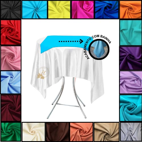 Kit 60 Toalhas de Mesa Cobre Manchas Oxford 0.75 x 0.75 com Bainha Para Buffet Festa - Luxo