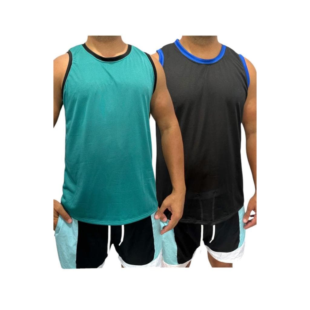 Camiseta Regata Masculina Dry Fit tecido leve DETALHE COLORIDO